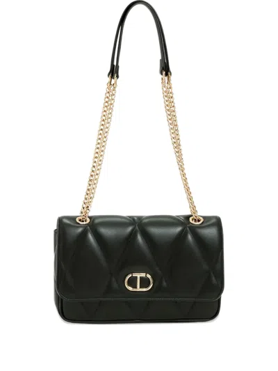 Twinset Medium Quilted Shoulder Bag In Black