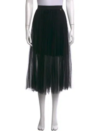 Pre-owned Twinset Mesh Accents Midi Length Skirt In Black