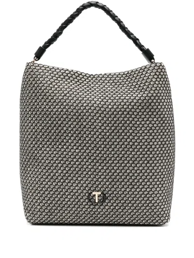 Twinset Mesh-effect Tote Bag In Black