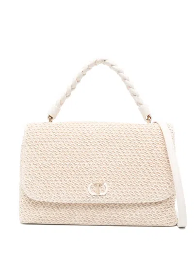 Twinset Mesh-effect Tote Bag In Neutrals