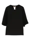 Twinset Mesh-sleeve Top In Black