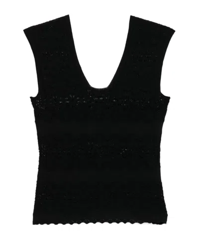 TWINSET TWINSET U-NECK POINTELLE-KNIT TOP