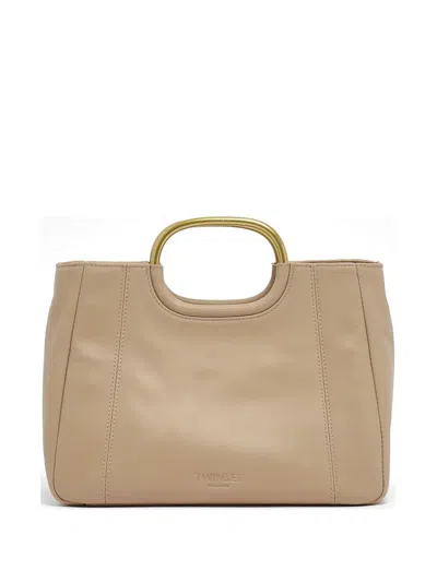 Twinset Metal-handle Leather Tote Bag In Pattern