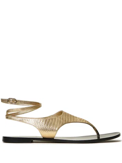 Twinset Metallic Ankle-strap Sandals In Gold