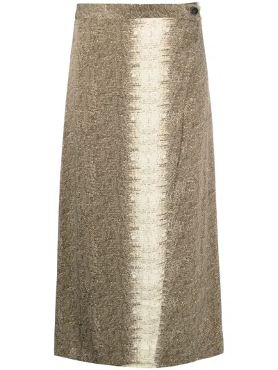 Twinset Metallic-effect Straight Skirt In Green