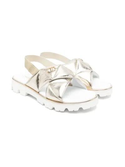 Twinset Kids' Metallic-leather Sandals In Gold