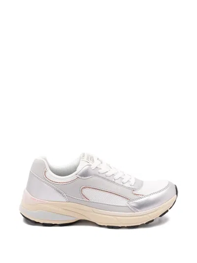 Twinset Metallic Panelled Sneakers In Silver