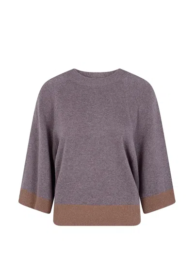 Twinset Metallic Raglan-sleeve Sweater In Purple