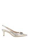 Twinset Metallic Slingback Pumps With Oval D Logo Plaque On The Front