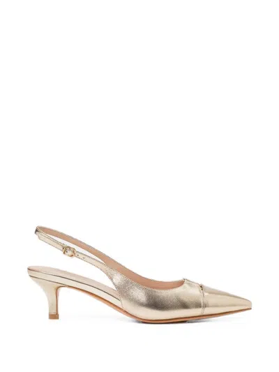 Twinset Metallic-effect Logo-plaque Pumps In Gold