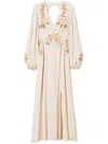 Twinset Twin-set Maxi Dress With Deep V-neckline Andcut-out Detail In Beige