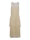 Twinset Pleated Ruffled Gauze Long Dress In Naranja