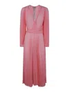 Twinset Twin-set Wrap Midi Dress With Deep V-neckline In Orange