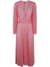 Twinset Twin-set Wrap Midi Dress With Deep V-neckline In Peach