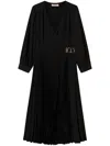 Twinset Twin-set Wrap-design Evening Dress With Logo-buckle Detail In Black