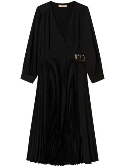 TWINSET MIDI DRESS WITH DEEP V-NECKLINE