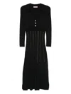 Twinset Pleated Button-embellished Midi Dress In Black