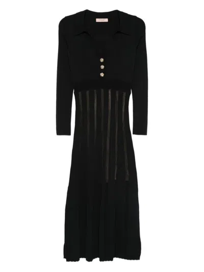 TWINSET MIDI DRESS WITH DEEP V-NECKLINE