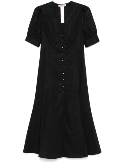 TWINSET MIDI DRESS WITH FRONT BUTTON FASTENING
