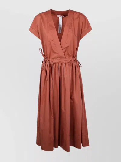 TWINSET MIDI DRESS WITH WAIST TIE AND V-NECK