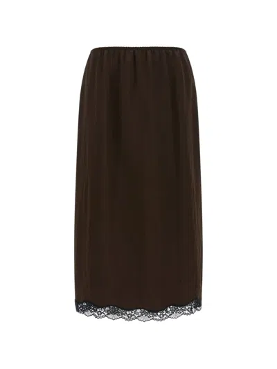 Twinset Rock Aus Satin Und Spitze In Brown