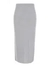 Twinset Midi Grey Skirt With Logo Patch In Knit Woman