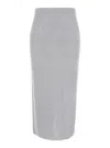Twinset Midi Grey Skirt With Logo Patch In Knit Woman In Grey