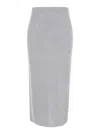Twinset Midi Grey Skirt With Logo Patch In Knit Woman