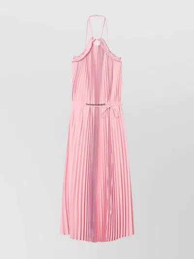 TWINSET MIDI HALTER NECK DRESS WITH BELTED WAIST