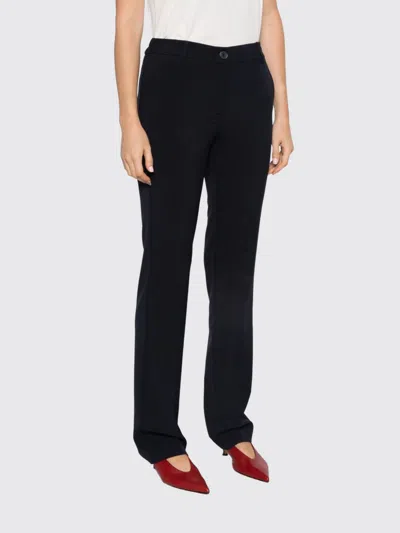 Twinset Mid-rise Tailored Skinny Trousers In Viscose Blend In Black