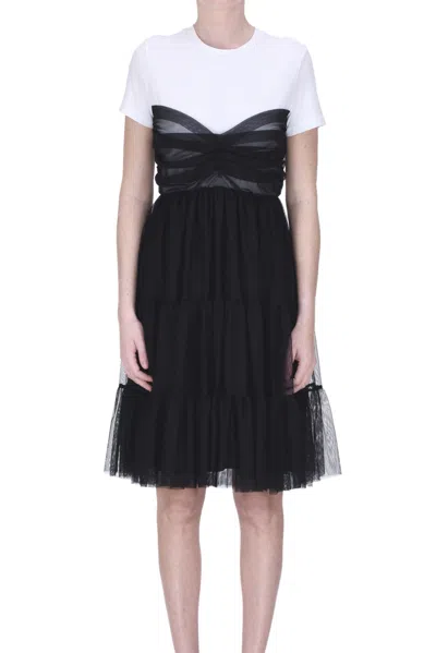 Twinset Milano Contrasting Skirt Dress In Black