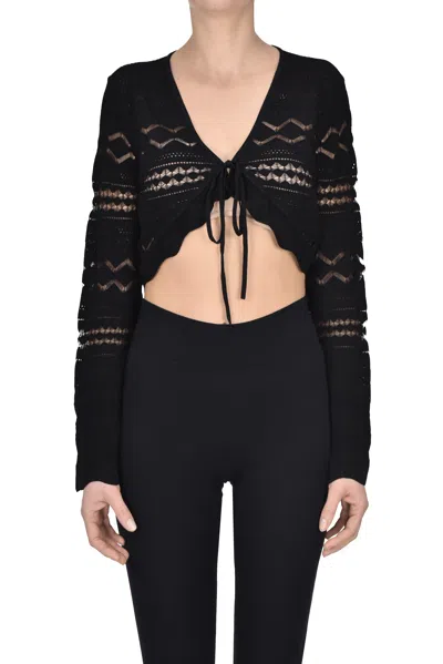 Twinset Milano Cropped Cardigan In Black
