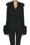 Twinset Milano Eco-fur Inserts Maxi Cardigan In Black