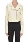 Twinset Milano Eco-leather Biker Jacket In Cream