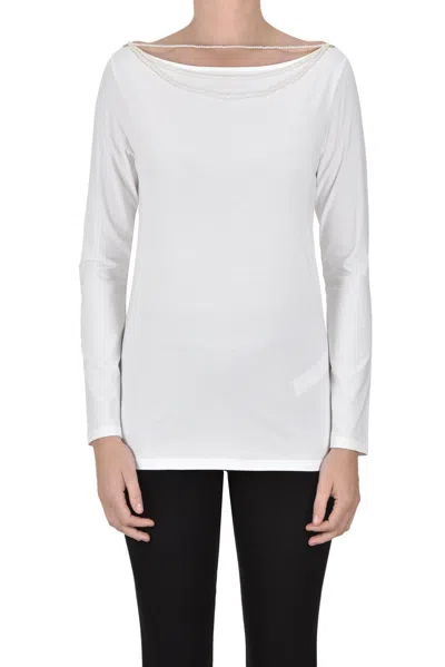 Twinset Milano Embellished T-shirt In Ivory