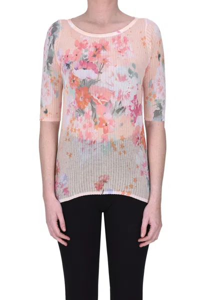 Twinset Milano Flower Print Pullover In Peach