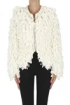 Twinset Milano Fringed Knit Jacket In White