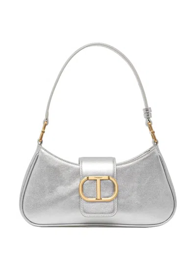 Twinset Milano Leather Tote Bag In Silver
