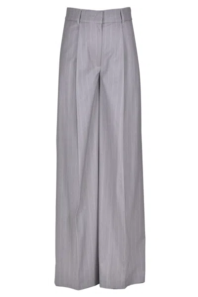 Twinset Milano Pinstriped Wide Leg Trousers In Gray