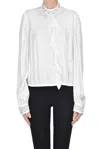 Twinset Milano Plumetis Satin Blouse In White