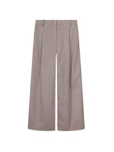 Twinset Twin-set Mini Checkered Trousers For Kids In Pied De Poule Camel