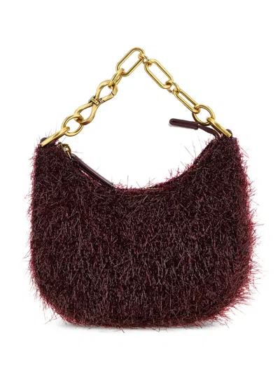 Twinset Mini Croissant Frayed Tote Bag In Blue
