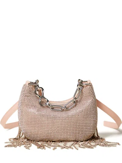 Twinset Mini Croissant Fringed Tote Bag In Neutral