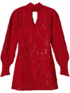 Twinset Twin-set Mini Dress With Intricate Lace In Red
