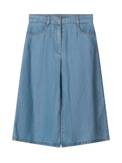 Twinset Twin-set Mini Paintntaloni Trouser Leg In Chambray Light Blue