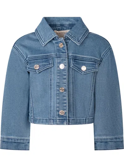 Twinset Twin-set Mini Short Jacket With Pocket In Denim Blu Medio