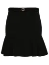 Twinset Twin-set Black Flared Skirt With Belt In Black  