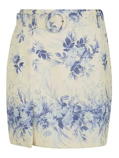 Twinset Toile De Jouy Printed Mini Skirt In Blue