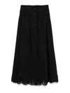Twinset Cotton Midi Skirt In Black With Buttons Fastening