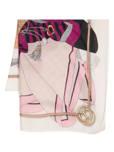 Twinset Mix-print Scarf In Neutrals